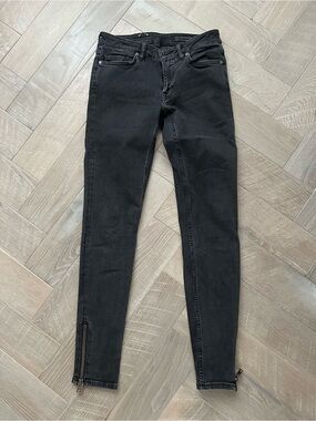 AllSaints Black Ankle Zip Skinny Jeans
